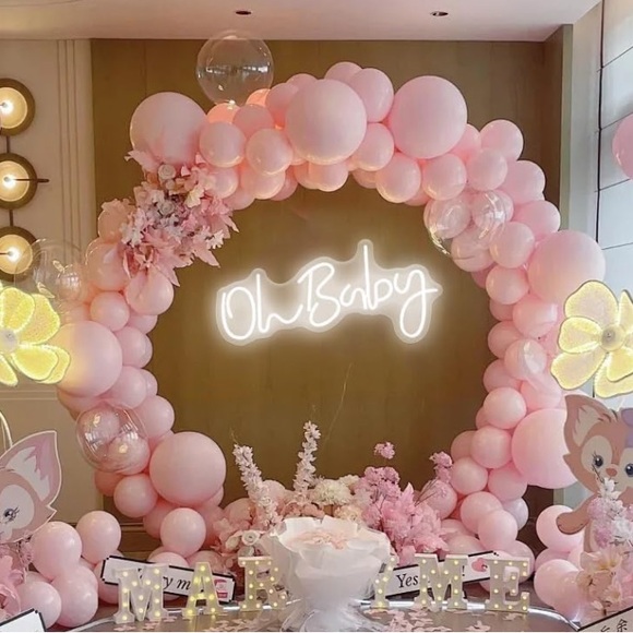 Oh Baby Neon Light Sign for Baby Shower Backdrop Decorations Adjustable, White - Picture 5 of 9